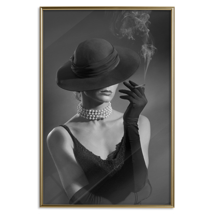 Wall Poster Black Elegance - elegant black and white portrait of woman with cigarette 123612 additionalImage 16