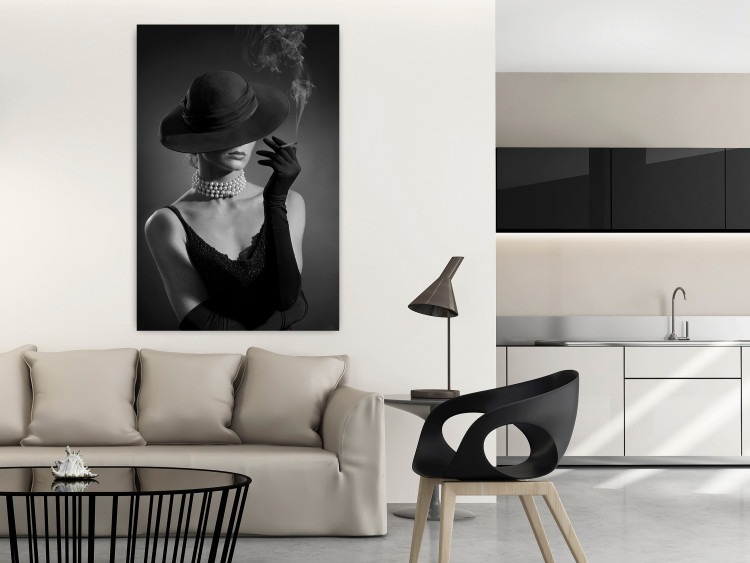 Wall Poster Black Elegance - elegant black and white portrait of woman with cigarette 123612 additionalImage 17