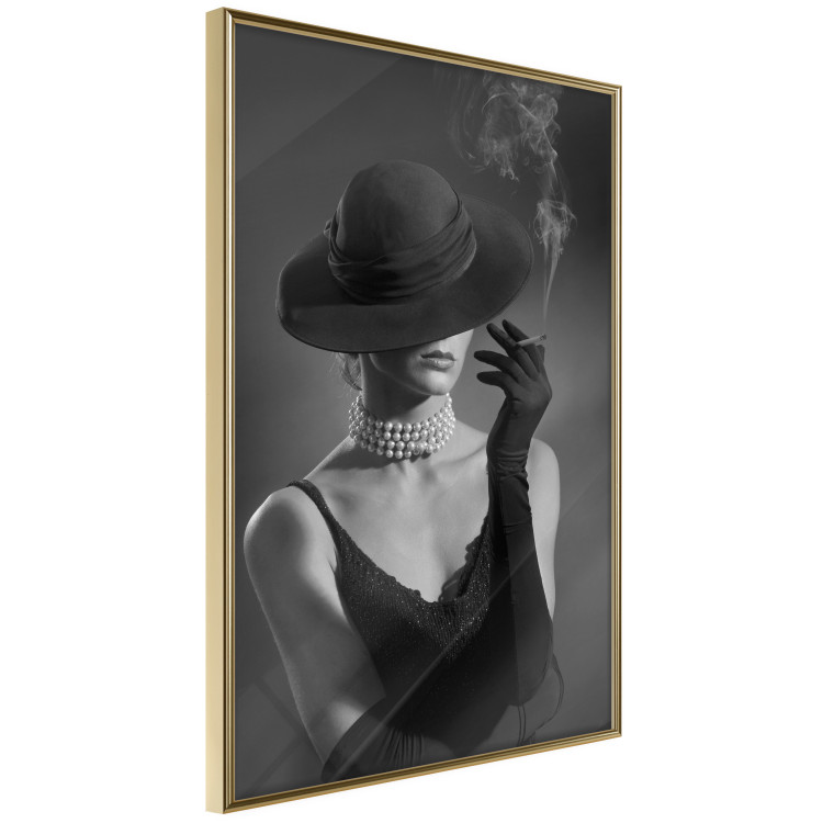Wall Poster Black Elegance - elegant black and white portrait of woman with cigarette 123612 additionalImage 12