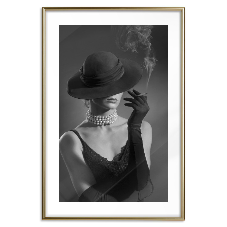 Wall Poster Black Elegance - elegant black and white portrait of woman with cigarette 123612 additionalImage 14