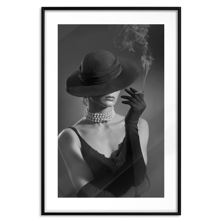 Wall Poster Black Elegance - elegant black and white portrait of woman with cigarette 123612 additionalImage 15