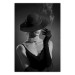 Wall Poster Black Elegance - elegant black and white portrait of woman with cigarette 123612