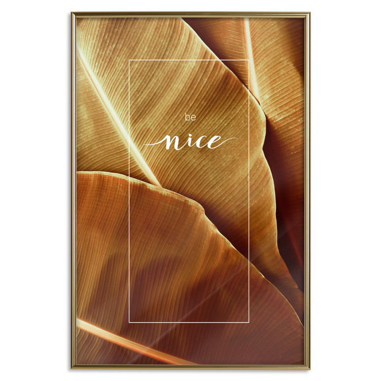 Poster Brown Leaf - stylish English text on background of golden leaves 123812 additionalImage 16