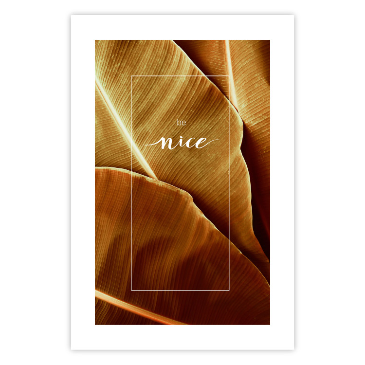 Poster Brown Leaf - stylish English text on background of golden leaves 123812 additionalImage 19