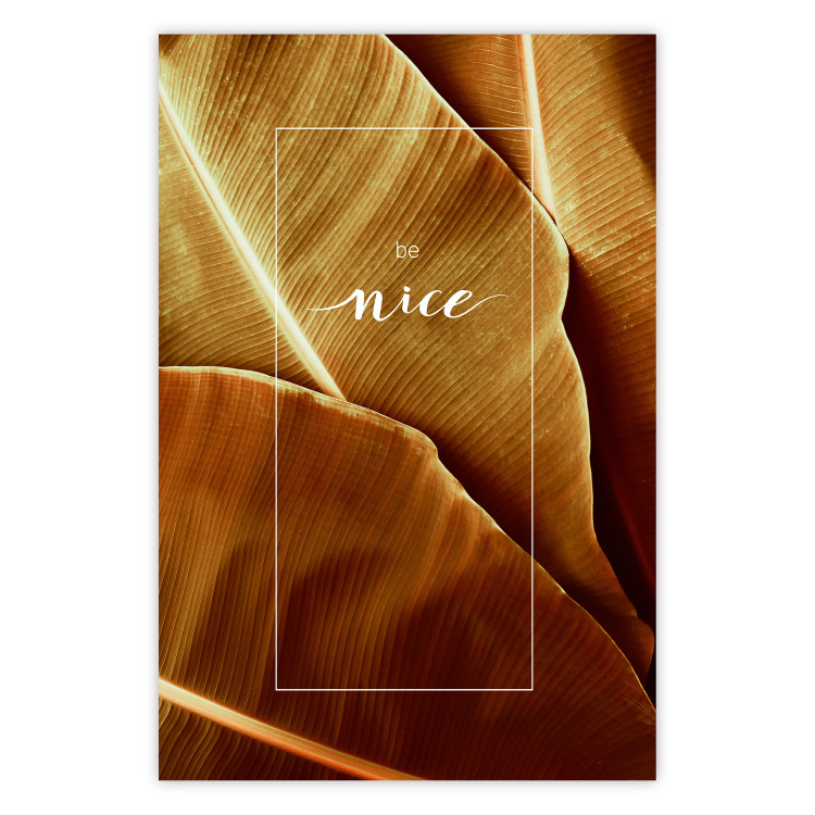 Poster Brown Leaf - stylish English text on background of golden leaves 123812