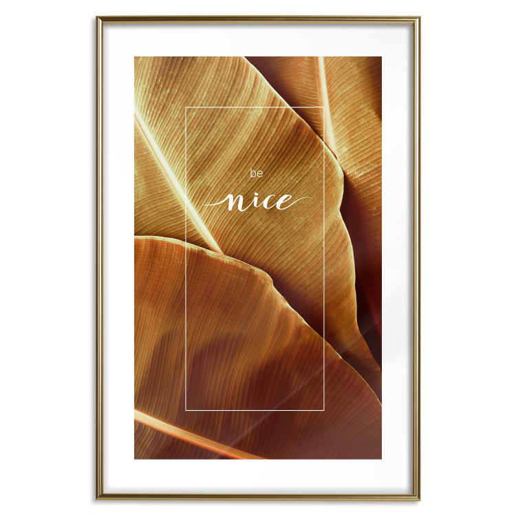 Poster Brown Leaf - stylish English text on background of golden leaves 123812 additionalImage 14