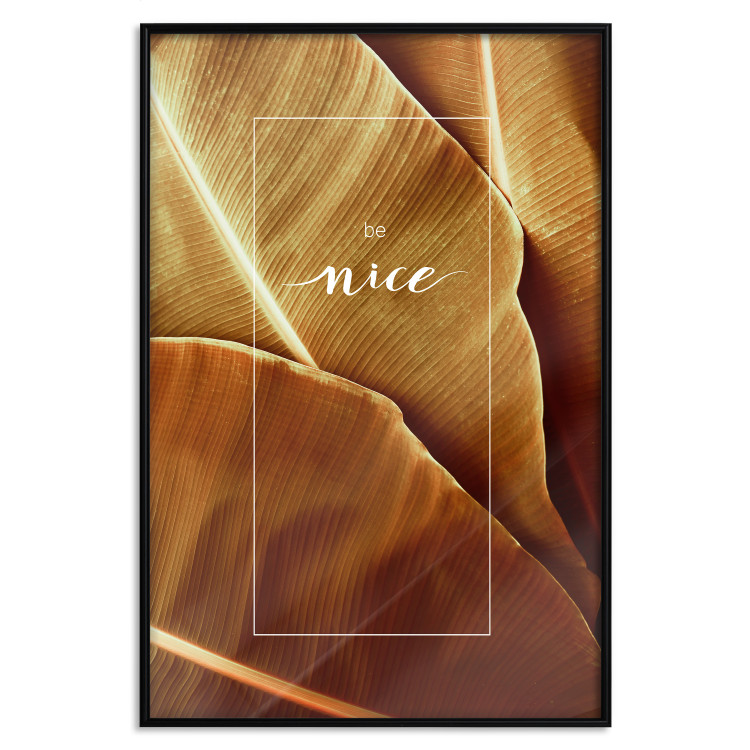 Poster Brown Leaf - stylish English text on background of golden leaves 123812 additionalImage 18