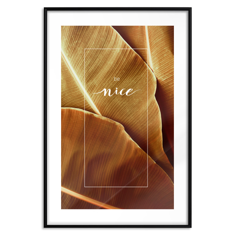 Poster Brown Leaf - stylish English text on background of golden leaves 123812 additionalImage 15