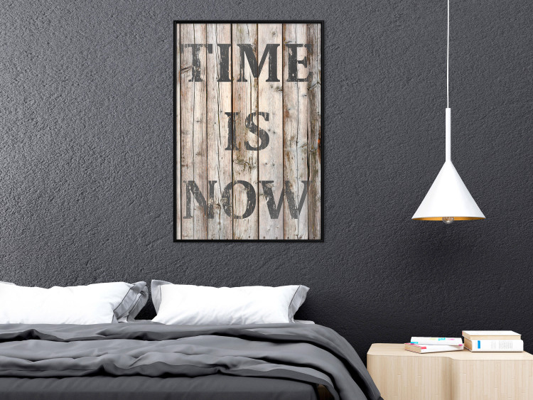 Wall Poster Retro: Time Is Now - English text on a background of retro-style boards 125712 additionalImage 3