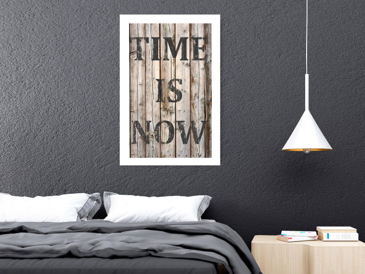 Wall Poster Retro: Time Is Now - English text on a background of retro-style boards 125712 additionalImage 2
