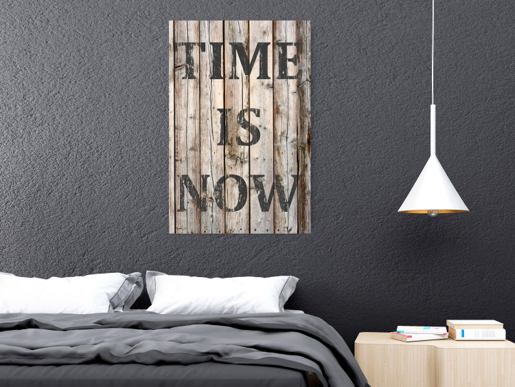 Wall Poster Retro: Time Is Now - English text on a background of retro-style boards 125712 additionalImage 17