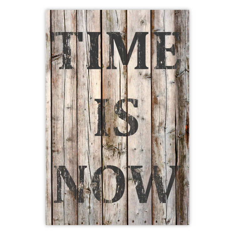 Wall Poster Retro: Time Is Now - English text on a background of retro-style boards 125712