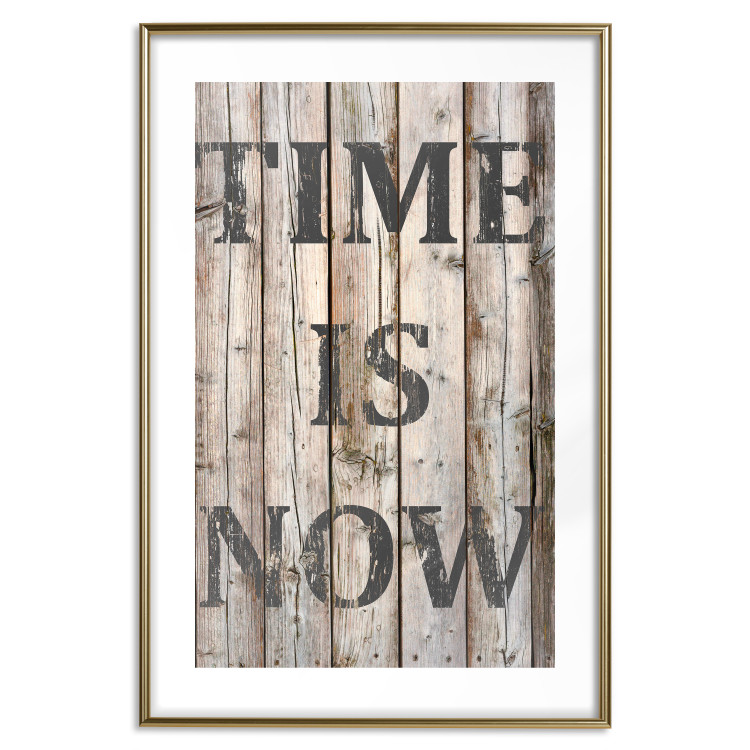 Wall Poster Retro: Time Is Now - English text on a background of retro-style boards 125712 additionalImage 14