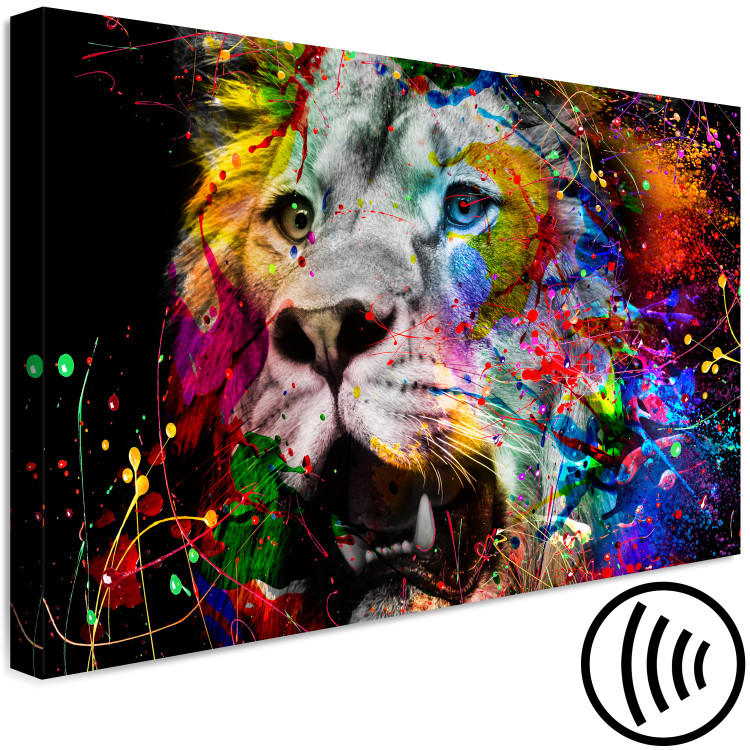 Canvas King of Kings (1-part) wide - futuristic lion on a black background 127912 additionalImage 6