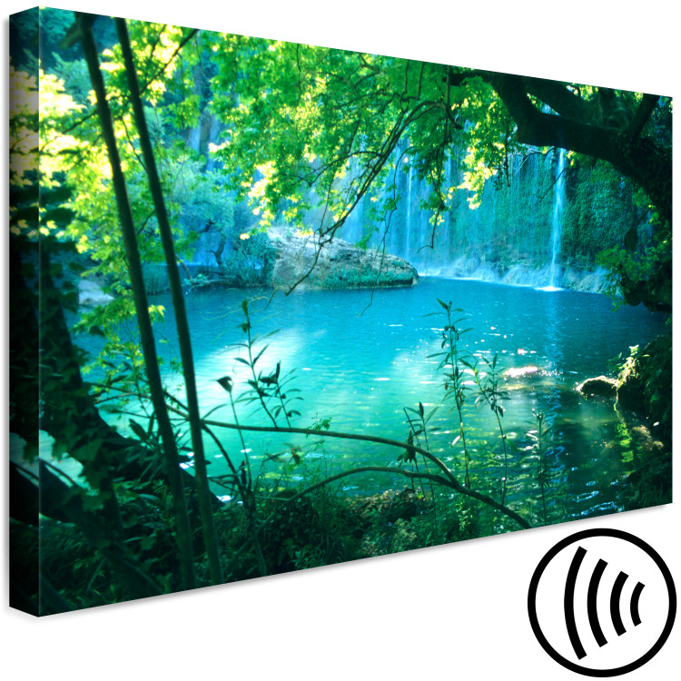 Canvas Art Print Turquoise Haven (1-part) wide - forest landscape scenery 128412 additionalImage 6