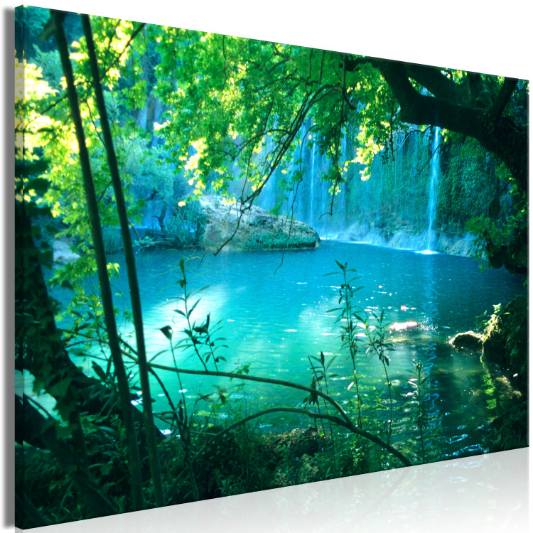 Canvas Art Print Turquoise Haven (1-part) wide - forest landscape scenery 128412 additionalImage 2