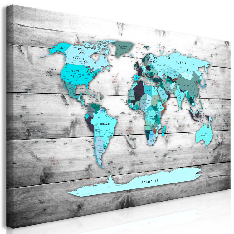 Large canvas print World Map: Blue World II [Large Format] 128512 additionalImage 3