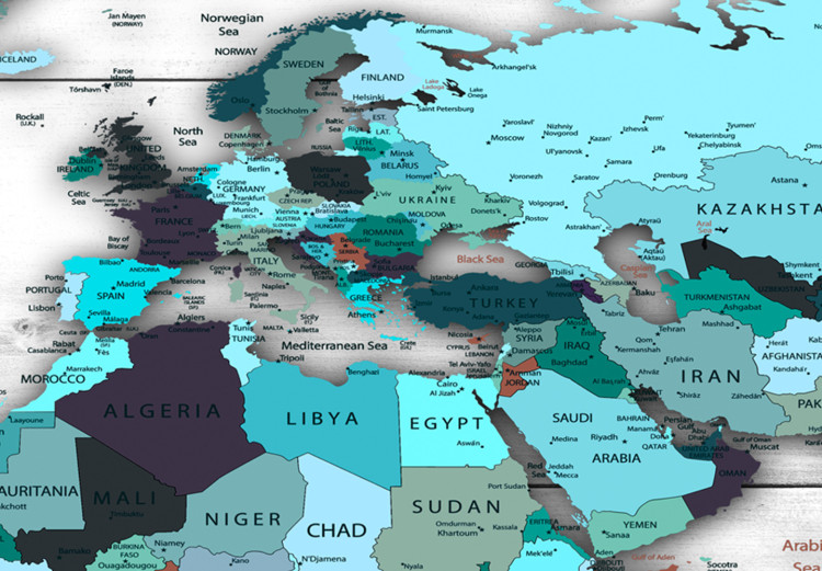 Large canvas print World Map: Blue World II [Large Format] 128512 additionalImage 5