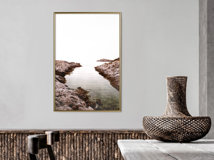 Wall Poster Rocky Harbor - landscape of rocky cliffs by water in mist 129612 additionalImage 7