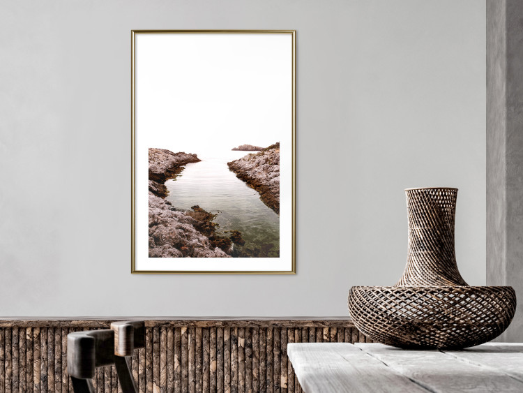 Wall Poster Rocky Harbor - landscape of rocky cliffs by water in mist 129612 additionalImage 15