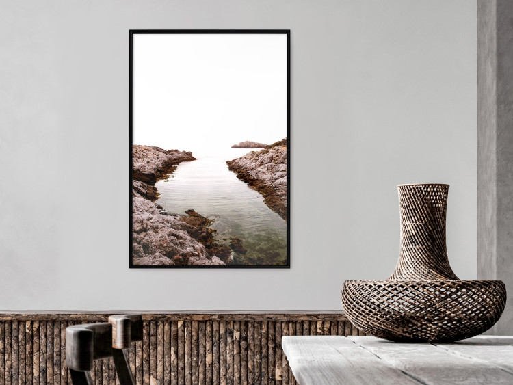 Wall Poster Rocky Harbor - landscape of rocky cliffs by water in mist 129612 additionalImage 4