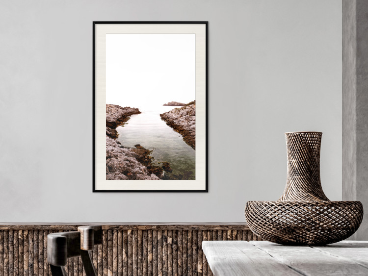 Wall Poster Rocky Harbor - landscape of rocky cliffs by water in mist 129612 additionalImage 24