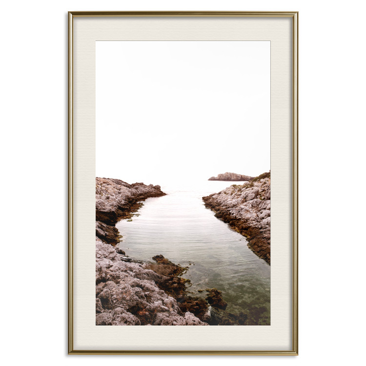 Wall Poster Rocky Harbor - landscape of rocky cliffs by water in mist 129612 additionalImage 20