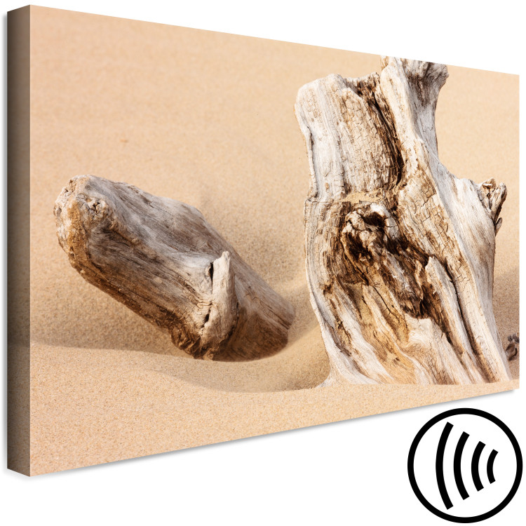 Canvas Uncovered Past (1-piece) Wide - wood bark landscape on the beach 129812 additionalImage 6
