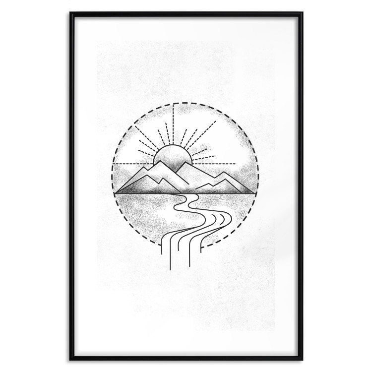 Wall Poster Mountain Sketch - black and white mountain landscape on a solid white background 131912 additionalImage 17