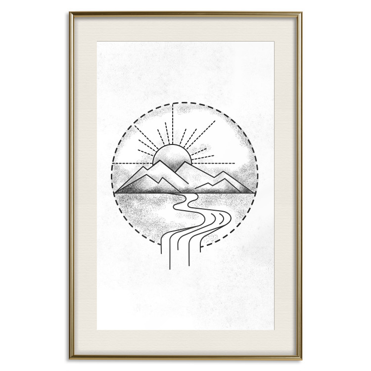 Wall Poster Mountain Sketch - black and white mountain landscape on a solid white background 131912 additionalImage 20