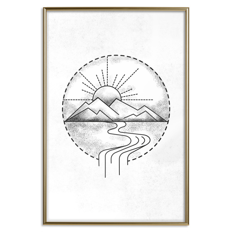 Wall Poster Mountain Sketch - black and white mountain landscape on a solid white background 131912 additionalImage 21