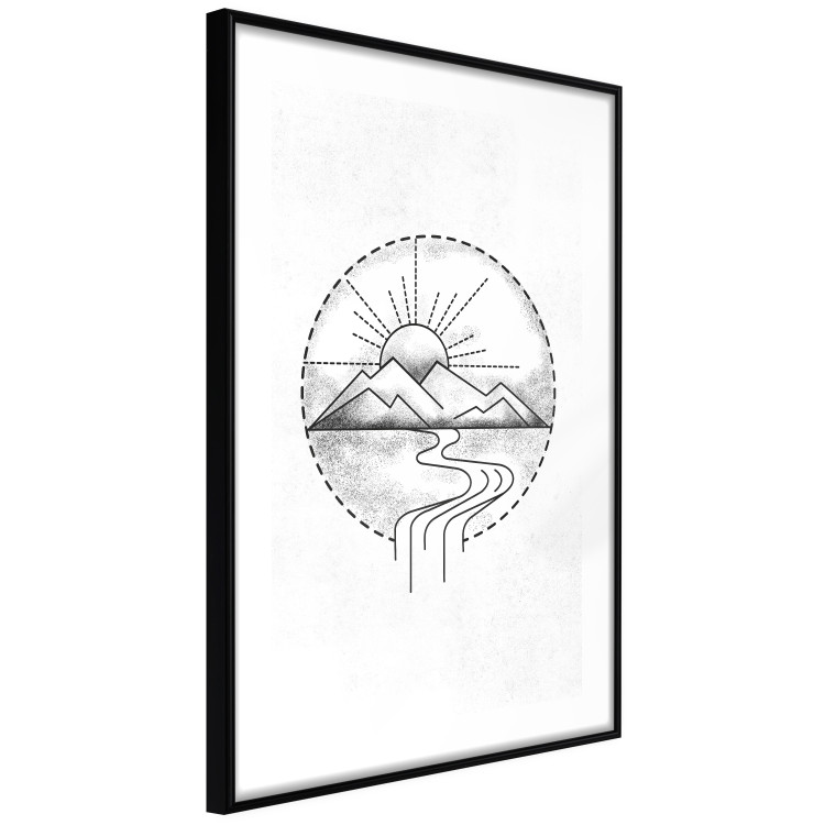 Wall Poster Mountain Sketch - black and white mountain landscape on a solid white background 131912 additionalImage 8