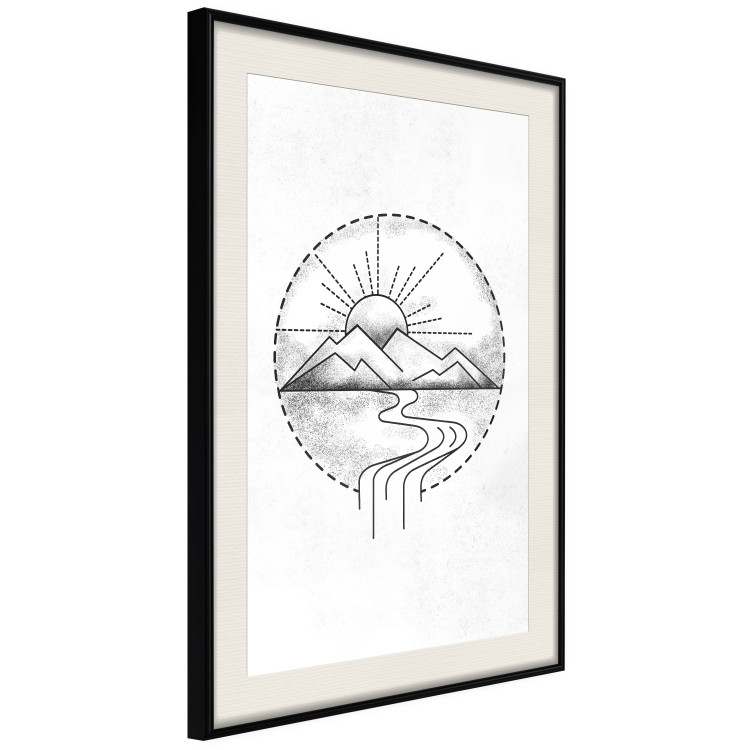 Wall Poster Mountain Sketch - black and white mountain landscape on a solid white background 131912 additionalImage 2