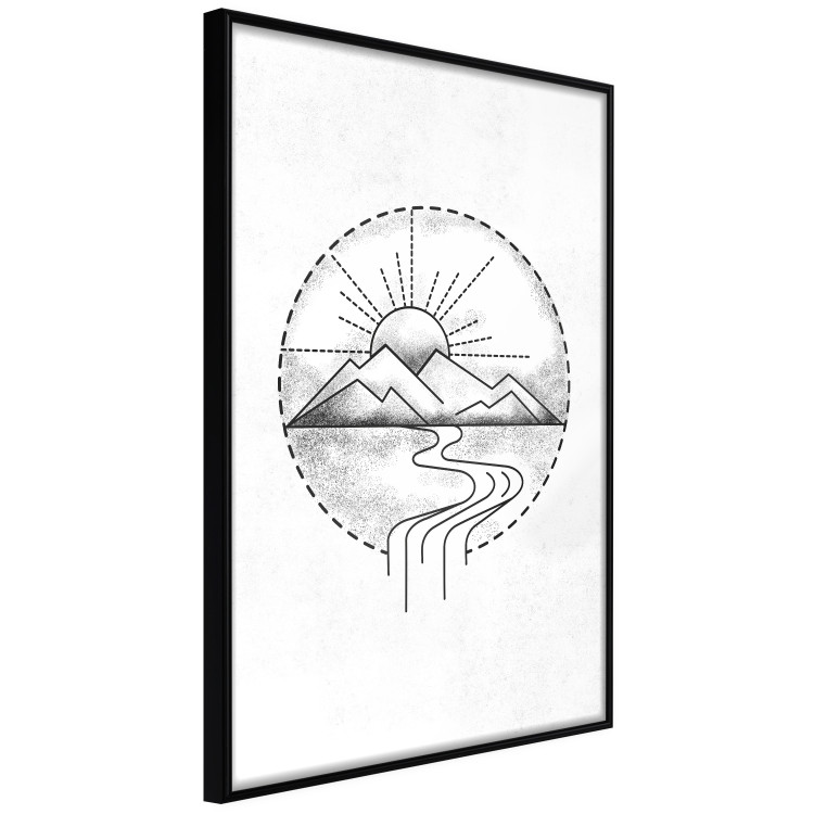 Wall Poster Mountain Sketch - black and white mountain landscape on a solid white background 131912 additionalImage 13
