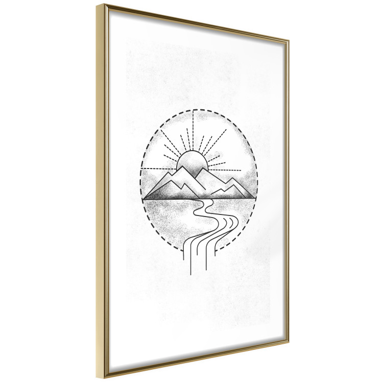 Wall Poster Mountain Sketch - black and white mountain landscape on a solid white background 131912 additionalImage 7