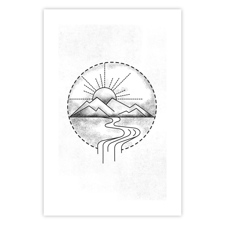Wall Poster Mountain Sketch - black and white mountain landscape on a solid white background 131912 additionalImage 25