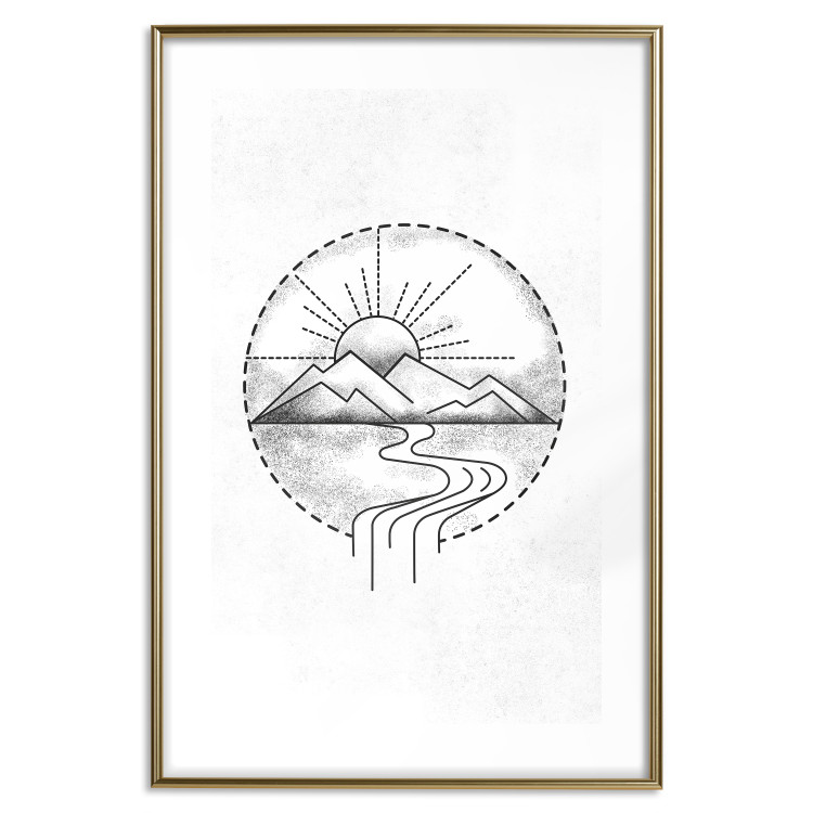 Wall Poster Mountain Sketch - black and white mountain landscape on a solid white background 131912 additionalImage 16