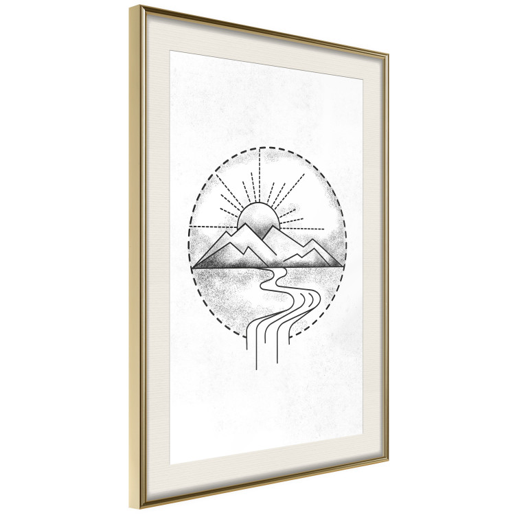 Wall Poster Mountain Sketch - black and white mountain landscape on a solid white background 131912 additionalImage 3
