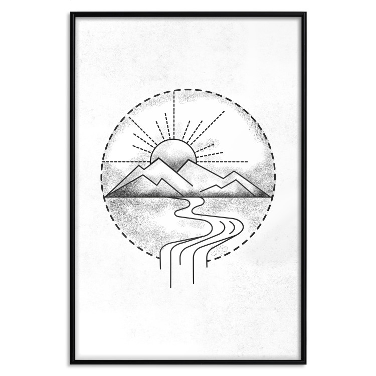 Wall Poster Mountain Sketch - black and white mountain landscape on a solid white background 131912 additionalImage 18