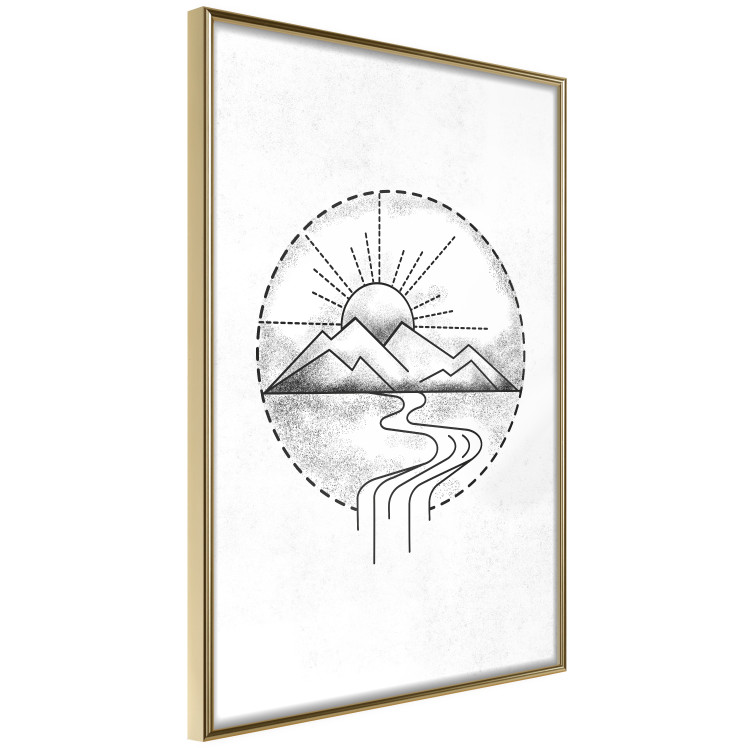 Wall Poster Mountain Sketch - black and white mountain landscape on a solid white background 131912 additionalImage 14