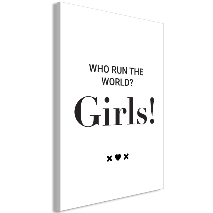 Canvas Art Print Who rules the world? Girls! - black and white graphic and inscription 134212 additionalImage 2