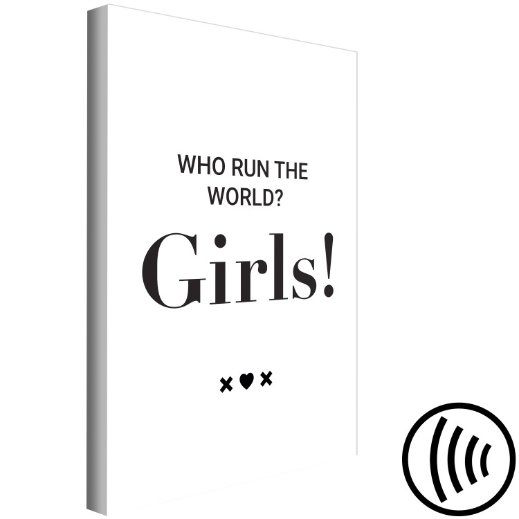 Canvas Art Print Who rules the world? Girls! - black and white graphic and inscription 134212 additionalImage 6