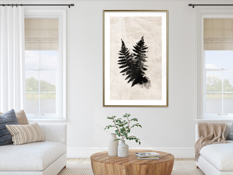 Wall Poster Fern Trace - dark plant composition on a beige textured background 134512 additionalImage 13