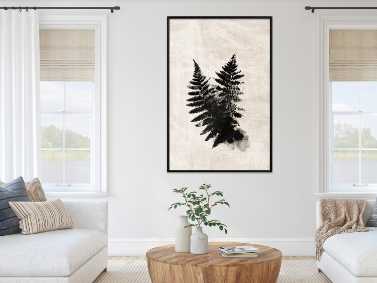 Wall Poster Fern Trace - dark plant composition on a beige textured background 134512 additionalImage 4
