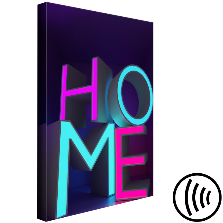Canvas Art Print Neon Home (1-piece) Vertical - 3D neon English text 135412 additionalImage 6