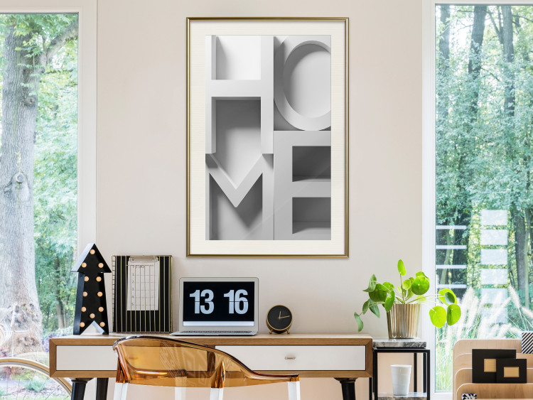 Poster Home in Grays - English texts with 3D effect on a light background 135512 additionalImage 11