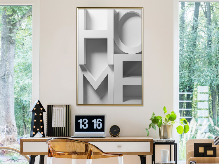 Poster Home in Grays - English texts with 3D effect on a light background 135512 additionalImage 15