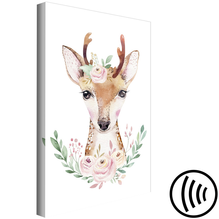 Canvas Art Print Deer with flowers - a colorful illustration with a pet for children 135712 additionalImage 6