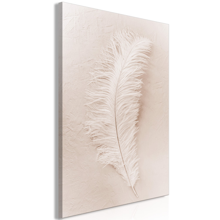 Canvas White feather on a beige counter - Scandi Boho style composition 136512 additionalImage 2