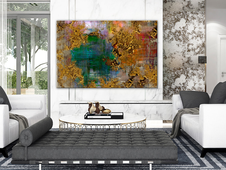 Canvas Gift (1-piece) Wide - abstraction with a touch of golden texture 137512 additionalImage 3